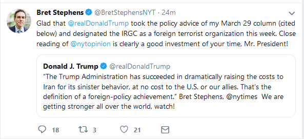 BretStephensTrump IranWWIIIApril082019